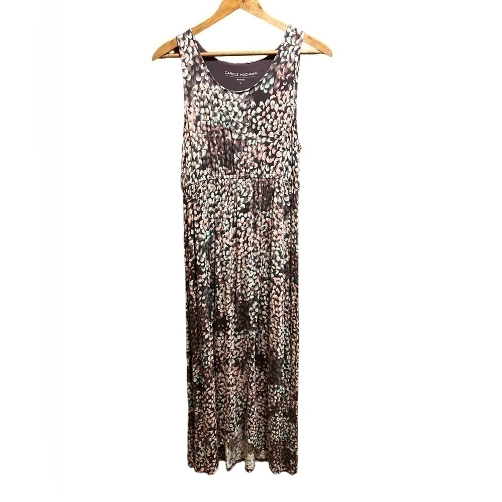 Carole Hochman Abtract Hydrangea Rayon Span Maxi Dress Sweet Turf Size Small